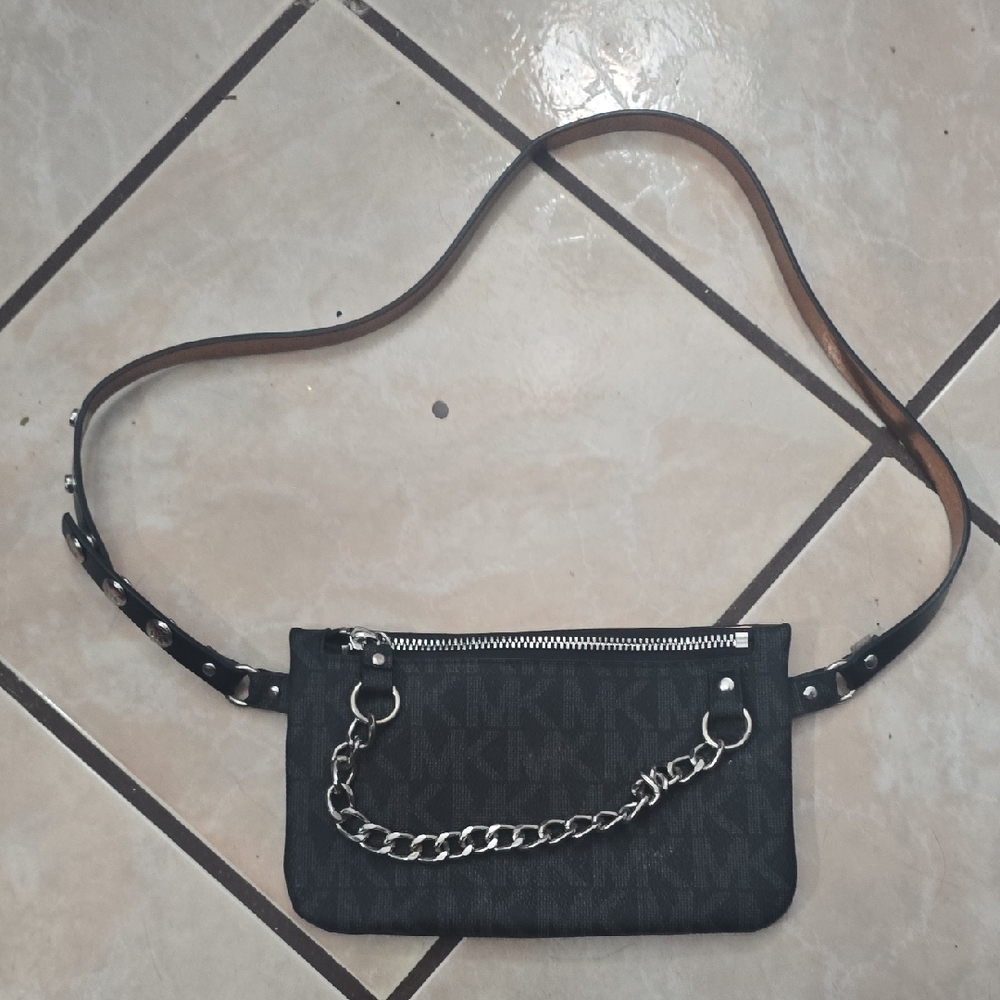 Michael Kors Belt Bag Black Logo Chain Waist Bag Y2K
